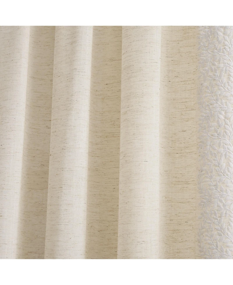 Lush Decor Emily Leaves Embroidered Window Curtain Panels Neutral Pair 52x84