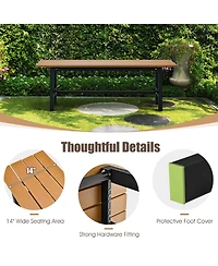 Gymax Outdoor Hdpe Bench w/ Metal Frame 47'' x 14'' 16'' for Yard Garden