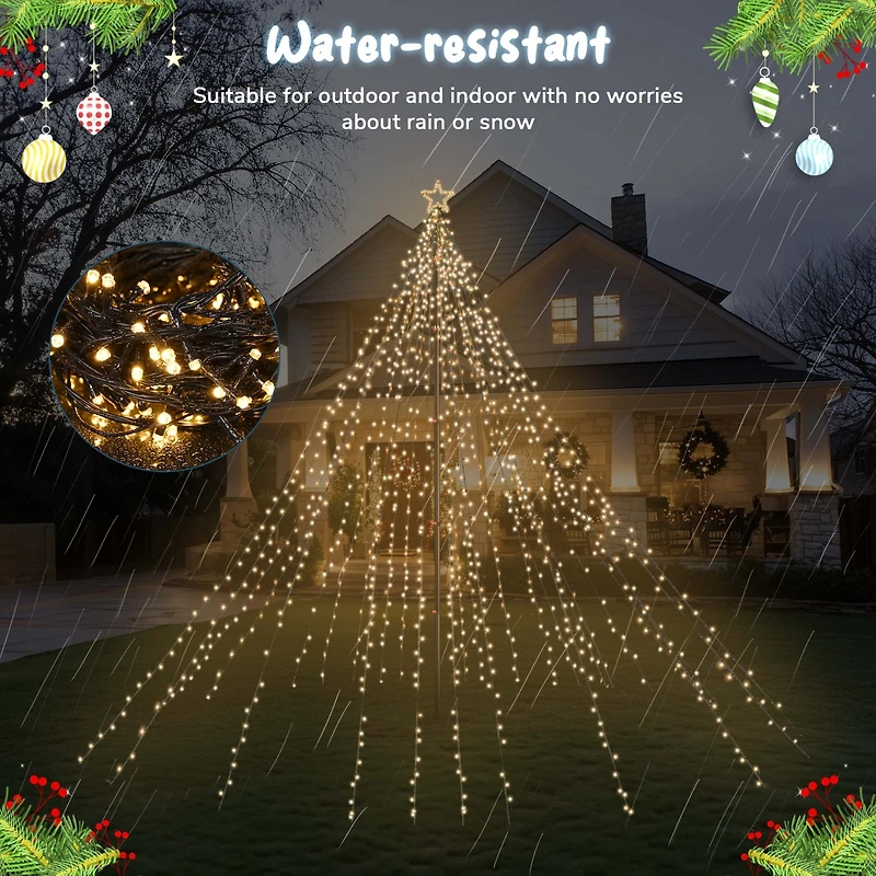 Yescom Vast-Starry 20Ft Flagpole Led Christmas Tree Kit Large 4840 Led for Outdoor Christmas Decorations Yard Warm White