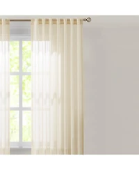Lush Decor Calia Textured Stripe Sheer Window Curtain Panels Neutral Pair 52x84