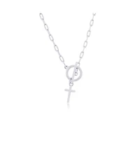 Simona Sterling Silver Cross Charm Paperclip Toggle Necklace