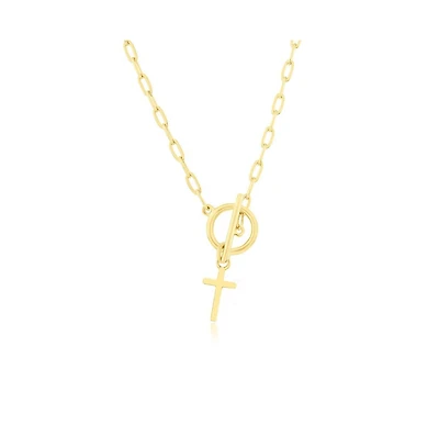 Simona Sterling Silver Cross Charm Paperclip Toggle Necklace