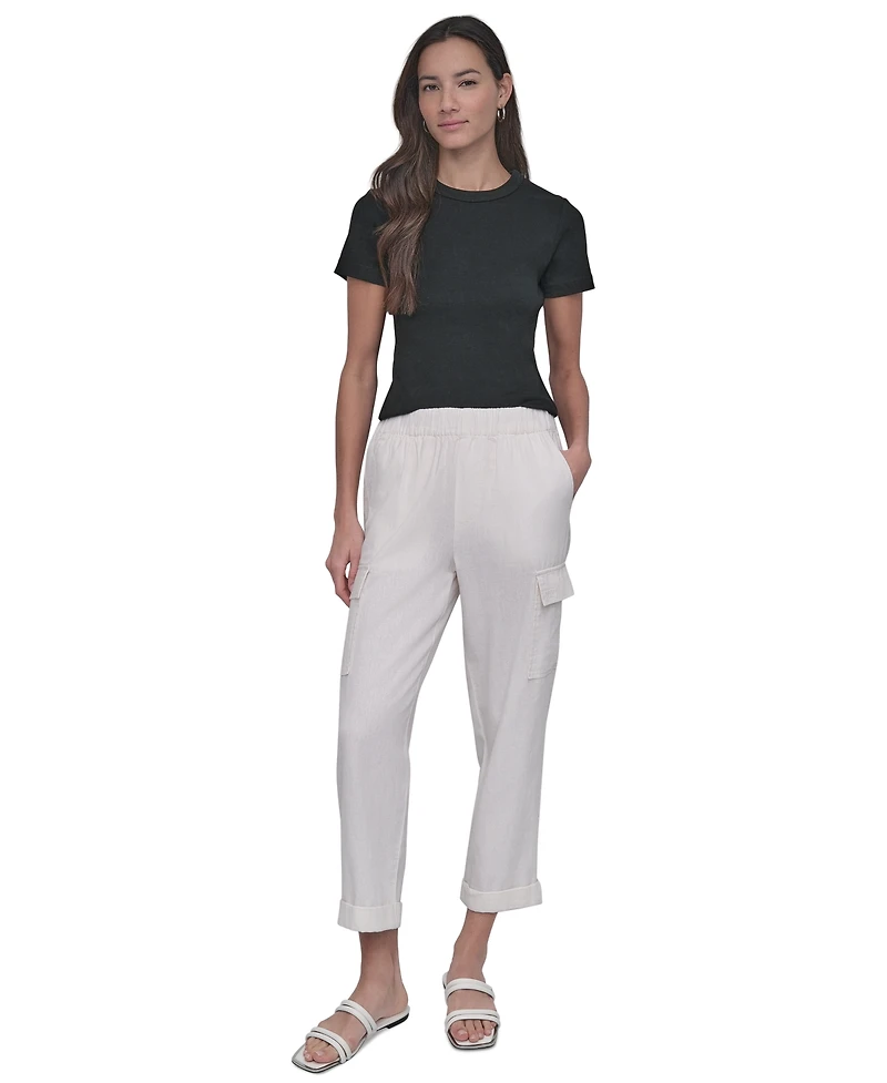 Dkny Jeans Women's Mid Rise Relaxed Pull-On Cargo Pants