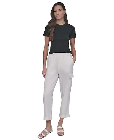 Dkny Jeans Women's Mid Rise Relaxed Pull-On Cargo Pants