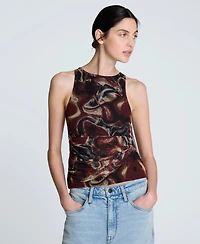 Kenneth Cole Women's Printed Gathered Draped Sleeveless Top