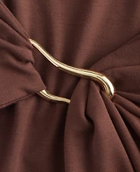 Msk Women's Sleeveless Boat-Neck Ponte-Knot Wrap Midi Dress