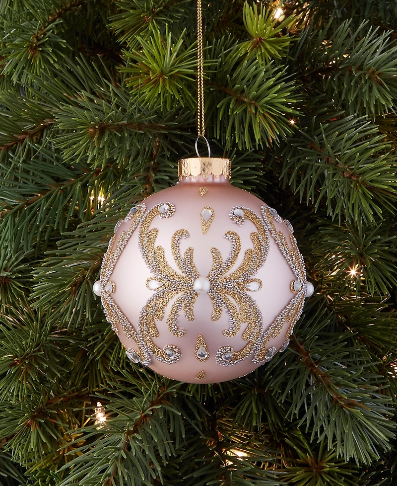 Holiday Lane Gilded Glamour Pink Gem Ball Ornament, Macy's Exclusive