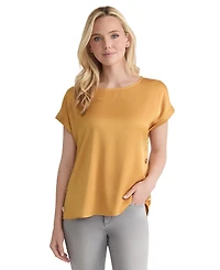 Jones New York Women's Side-Button Cuffed-Sleeve Top