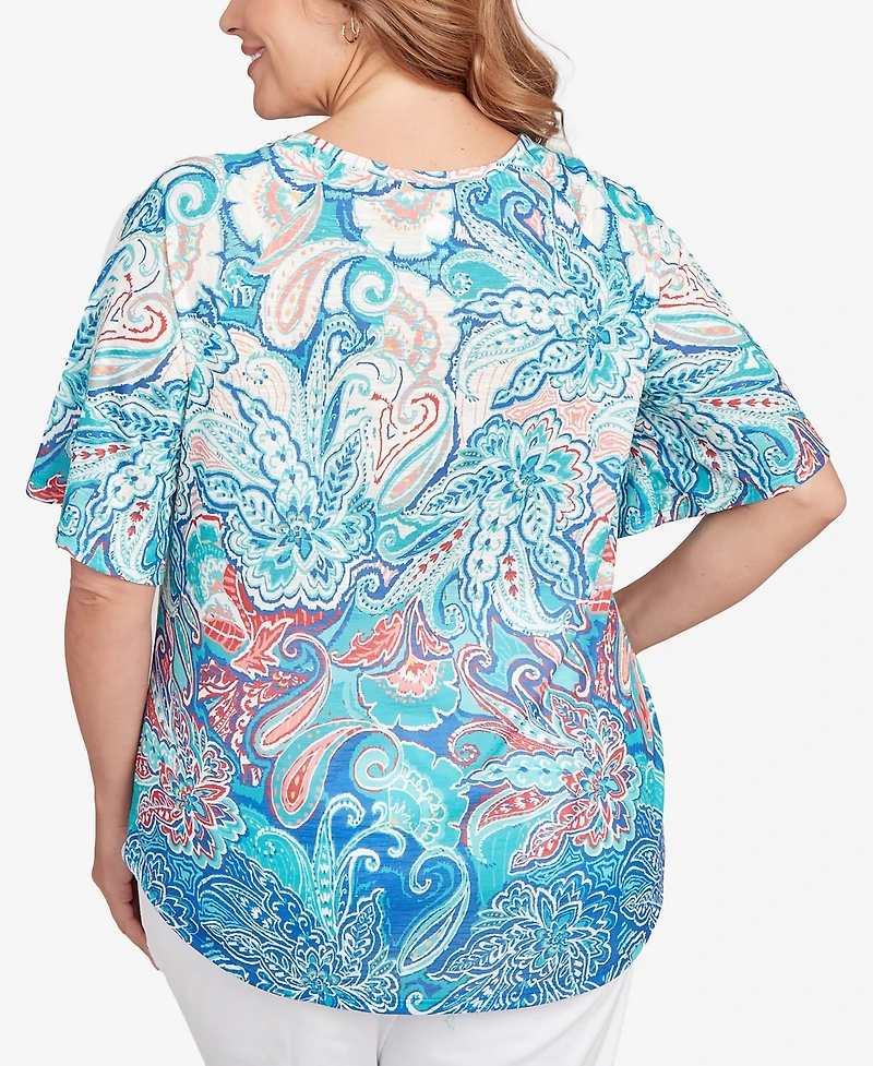 Ruby Rd. Plus Size Embellished Layered Paisley Top