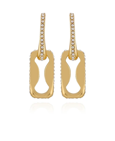 Vince Camuto Gold-Tone Pave Interlocking Link Earrings
