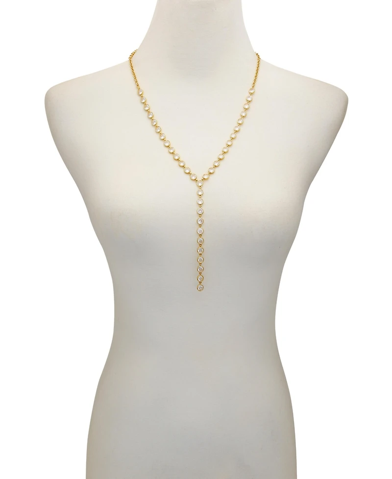 Vince Camuto Gold Tone Cascading Cubic Zirconia Y-Drop Necklace