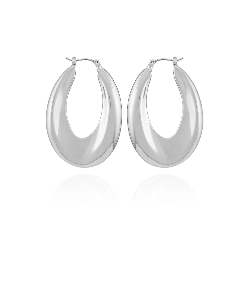 Vince Camuto Silver Tone Bold Oval Hoop Earrings