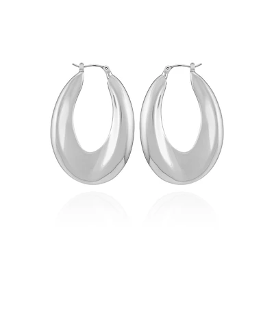 Vince Camuto Silver Tone Bold Oval Hoop Earrings