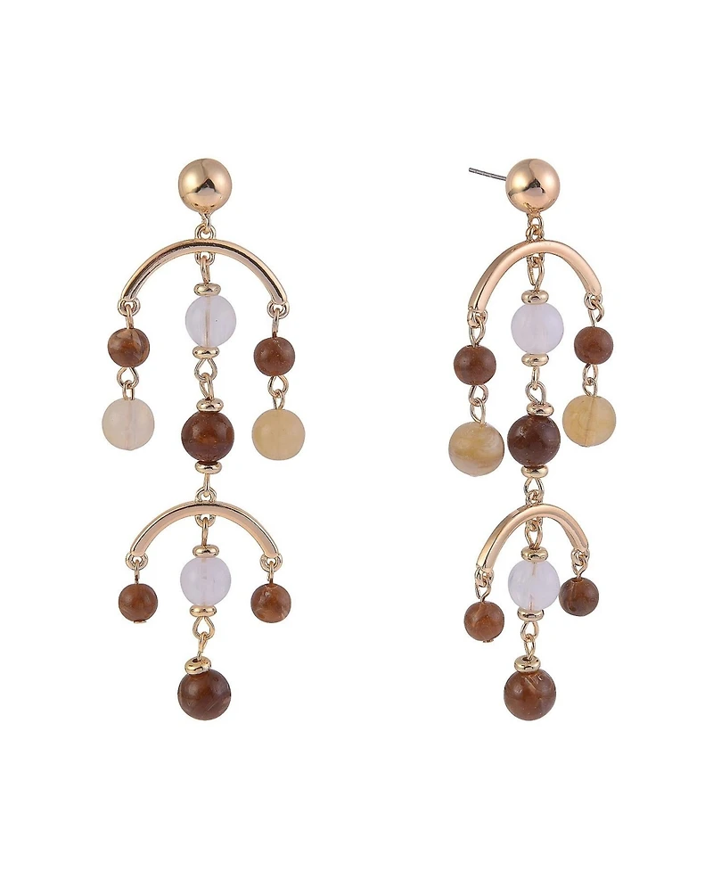 Rachel Rachel Roy Gold Tone and Brown Bead Chandelier Earrings