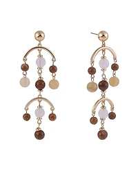Rachel Rachel Roy Gold Tone and Brown Bead Chandelier Earrings