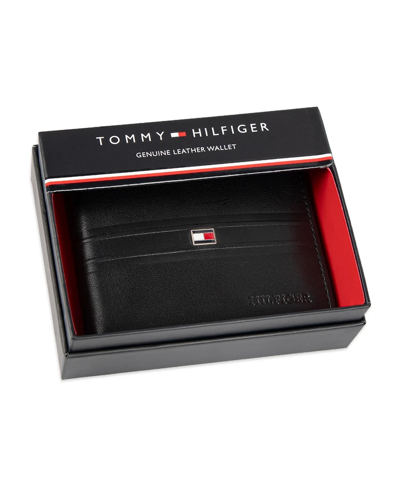 Tommy Hilfiger Men's Rfid Stripe Embossed Bifold Traveler Wallet