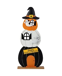 Glitzhome 35" Halloween Wooden Pumpkin Haunted House Porch Decor