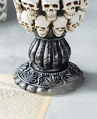 Glitzhome 7.25" Halloween Resin Stacked Skull Water Globe