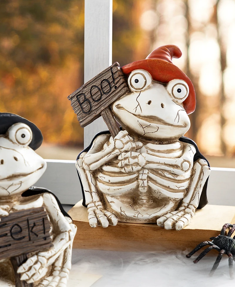Glitzhome Halloween Resin Skeleton Frogs Table Decor, Set of 2