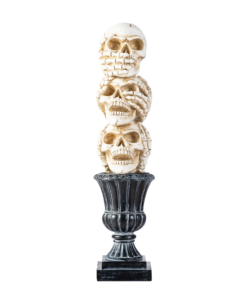Glitzhome 18" Halloween Resin Stacked Skull Table Decor