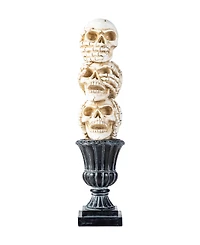 Glitzhome 18" Halloween Resin Stacked Skull Table Decor