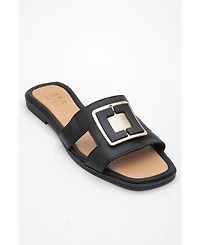 Millie Leather Buckle Slide (Women)