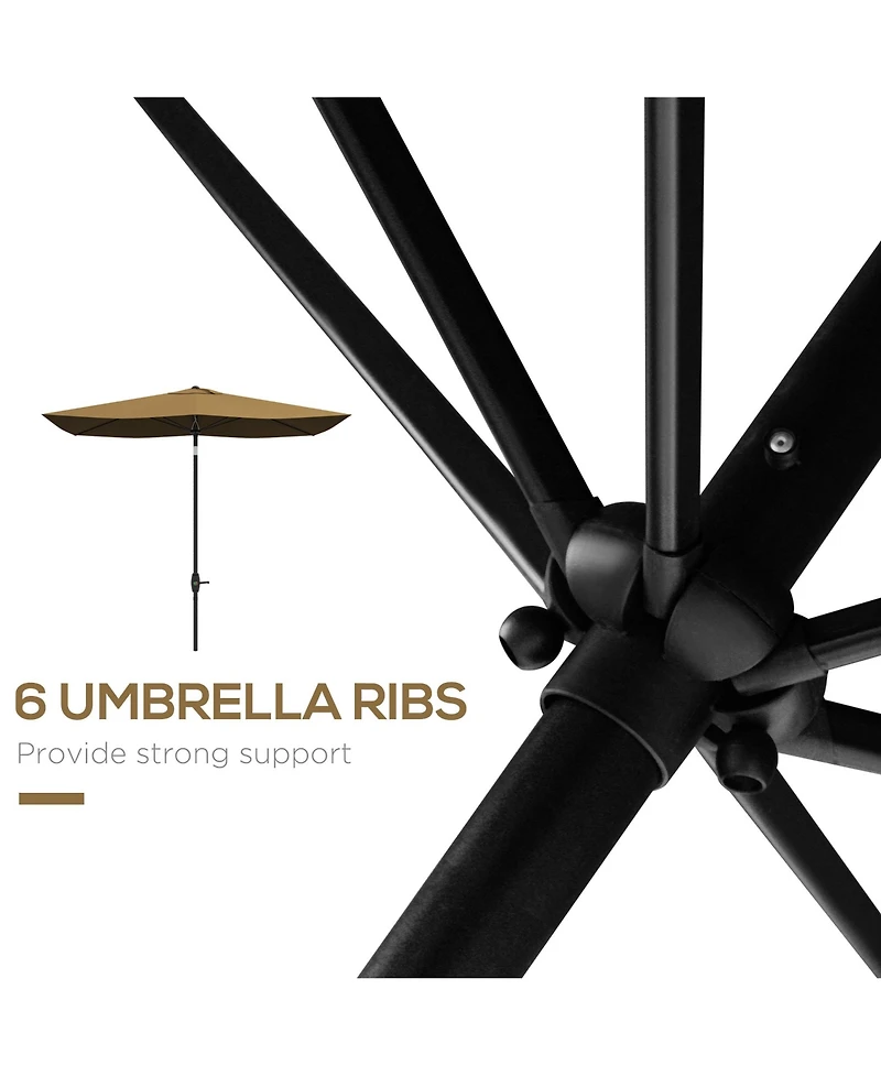 Flynama Outsunny 6.5' x 10' Rectangular Market Umbrella, Patio Outdoor Table Umbrella with Crank and Push Button Tilt