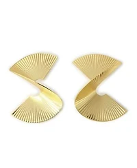 Sohi Womens Gold Metallic Twist Drop Earrings