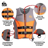 Quiksilver Men's Life Vest, Uscg Approved Life Jacket, Evoprene Pfd for water sports