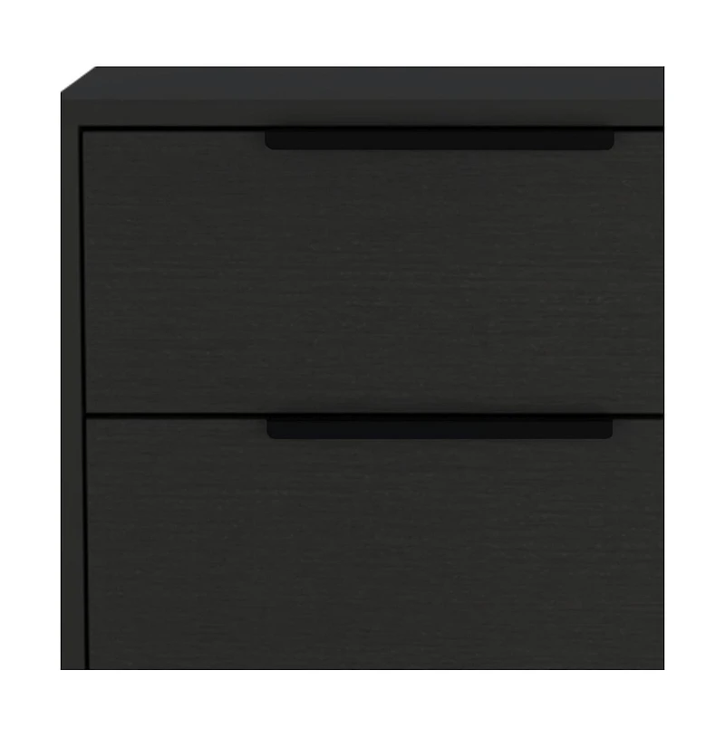 Slickblue Two Drawer Nightstand Faux Wood Finish for Bedside or Living Room