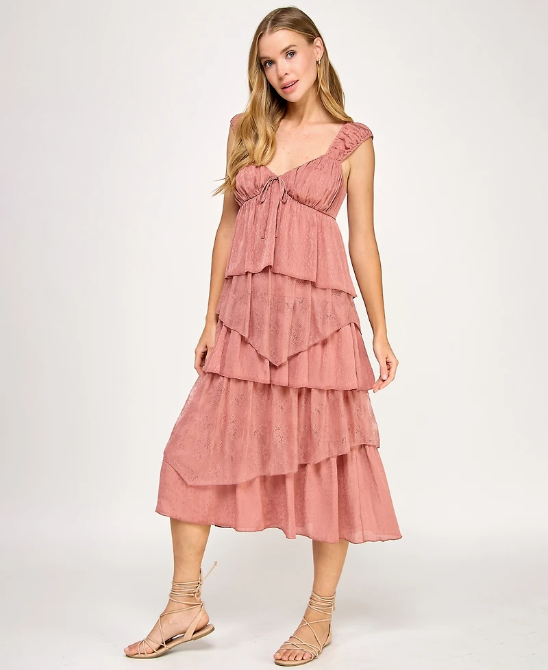 Seni & Cade Juniors' Sweetheart Lace Midi Dress
