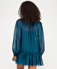 Seni & Cade Juniors' Bow-Neck Organza Dress