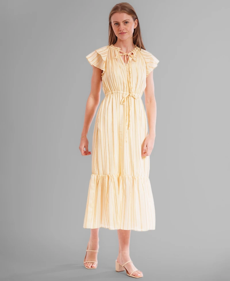 julia jordan Women's Chiffon Tie-Neck Sleeveless Maxi Dress