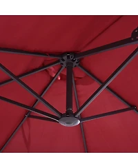 Flynama Outsunny Extra Large 15ft Patio Umbrella, Double-Sided Outdoor Umbrella with Crank Handle and Air Vents for Backyard, Deck, Pool, Market, Wine