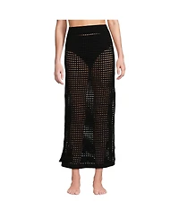 Lands' End Women's Cotton Open Knit Maxi Swim Cover-up Skirt