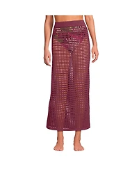 Lands' End Women's Cotton Open Knit Maxi Swim Cover-up Skirt