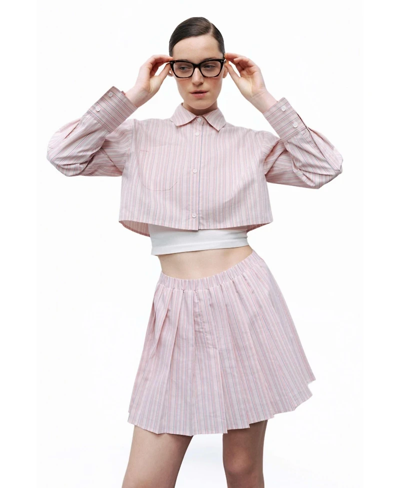 Nocturne Women's Striped Crop Shirt