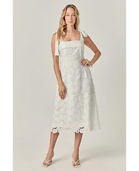 English Factory Women's Bow Sleeveless Lace Midi Dress