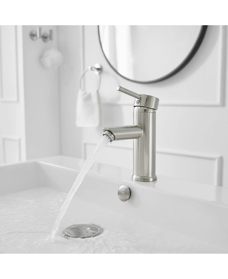 Single Hole Single-Handle Bathroom Faucet With Pop Up Drain Brushed Nickel