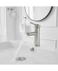Single Hole Single-Handle Bathroom Faucet With Pop Up Drain Brushed Nickel