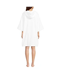 Lands' End Women's Terry 3/4 Sleeve Pullover Hooded Spa Robe