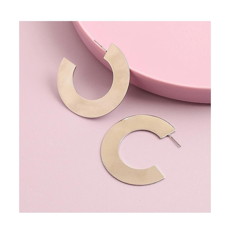 Sohi Women's Silver Contemporary Drop Earrings