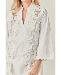 English Factory Women's Lace Trimmed Shirt Mini Dress