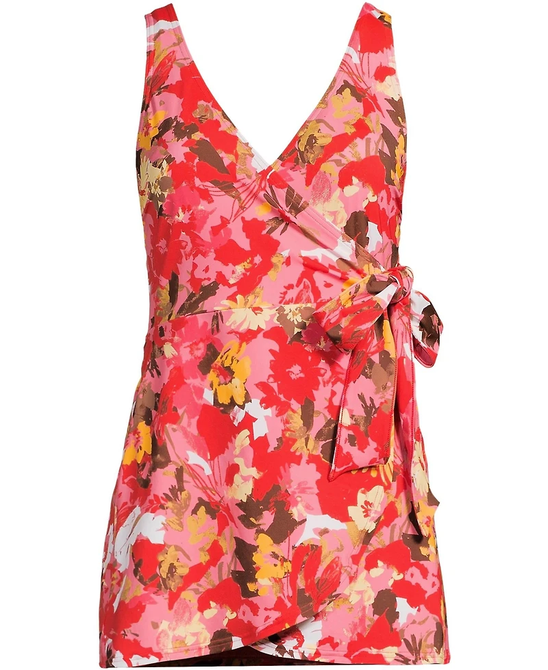 Lands' End Women's Side Tie Mini Swim Dress Swimsuit