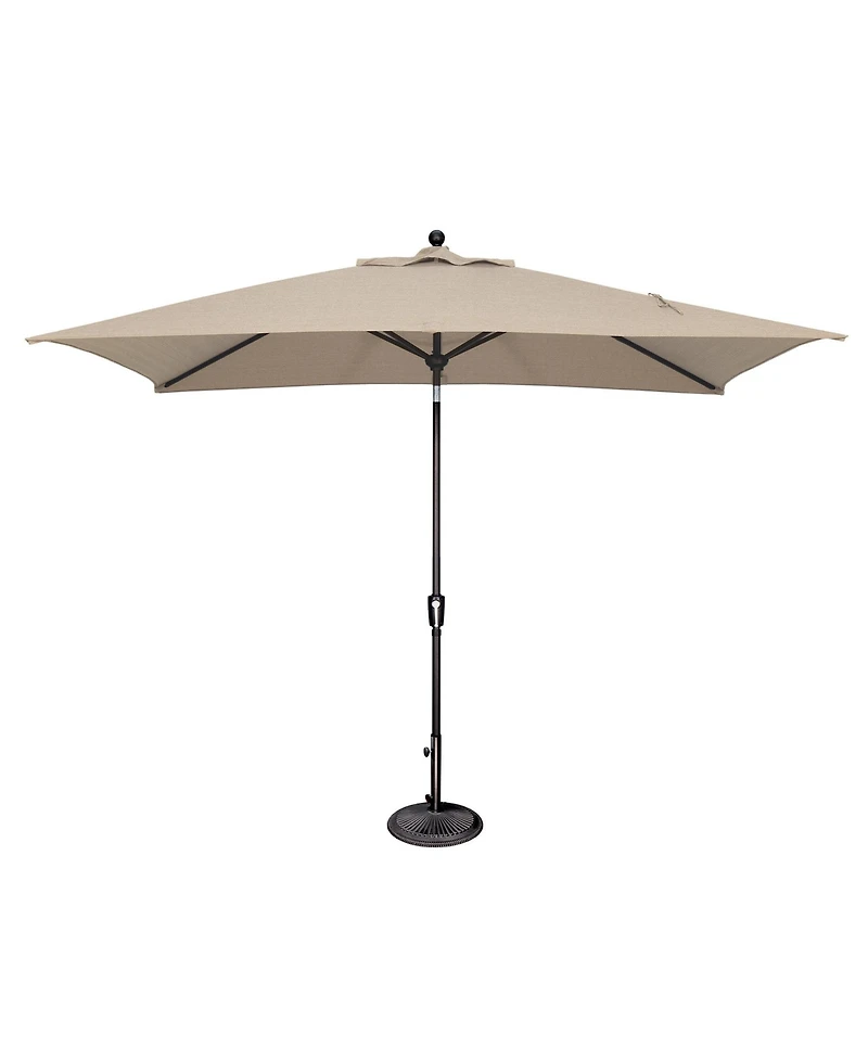 Mondawe 6.6FTx10FT Solefin Rectangle Patio Umbrella with Push-Button Tilt, Black Frame