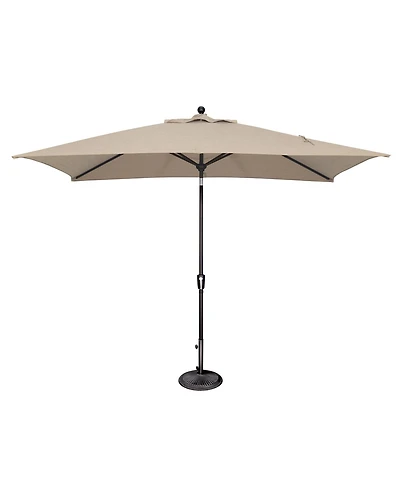 Mondawe 6.6FTx10FT Solefin Rectangle Patio Umbrella with Push-Button Tilt, Black Frame