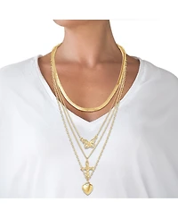 Jessica Simpson Layered Butterfly, Cross & Heart Pendant Necklace Set