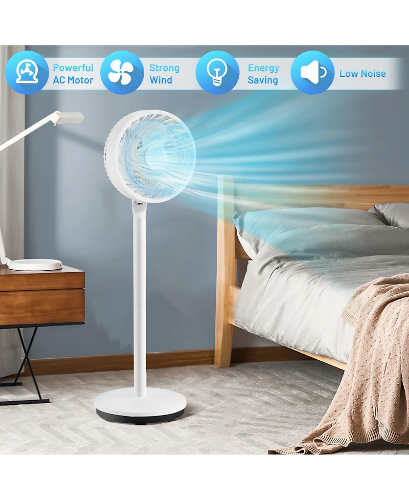 Costway 9'' Oscillating Pedestal Fan Portable Floor Fan w/ 3 Adjustable Heights & Speeds