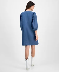 Robbie Bee Women's Pleated-Front Tie-Neck Dress