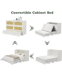 livelylodge Queen size Murphy bed cabinet with storage drawers. Ideal for guest rooms, it's a space